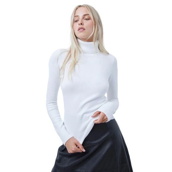 French Connection Babysoft Ribbed Turtleneck Sweater Chunky Neck Old Money Sz XS - Picture 1 of 10